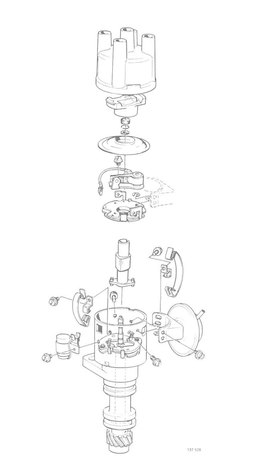 Volvo B21A Bosch distributor exploded parts view