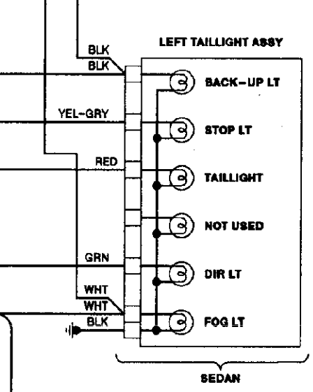 Volvo 240 6-panel connector wiring diagram left tail light