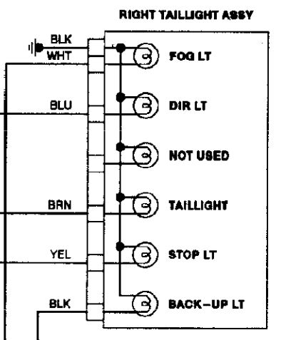 Volvo 240 6-panel connector wiring diagram right tail light