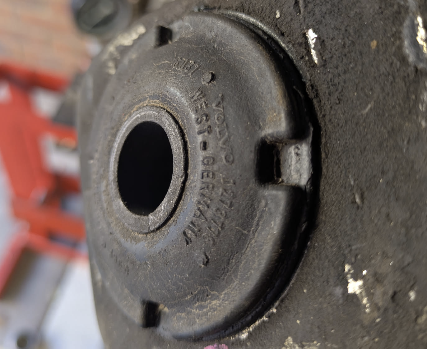 Volvo 240 OEM rear control arm bushing installed