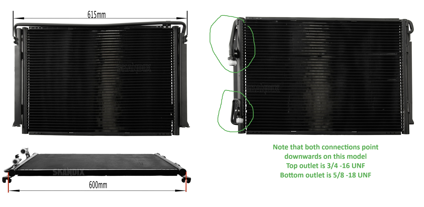 Volvo 3540647 condenser dimensions from Skandix