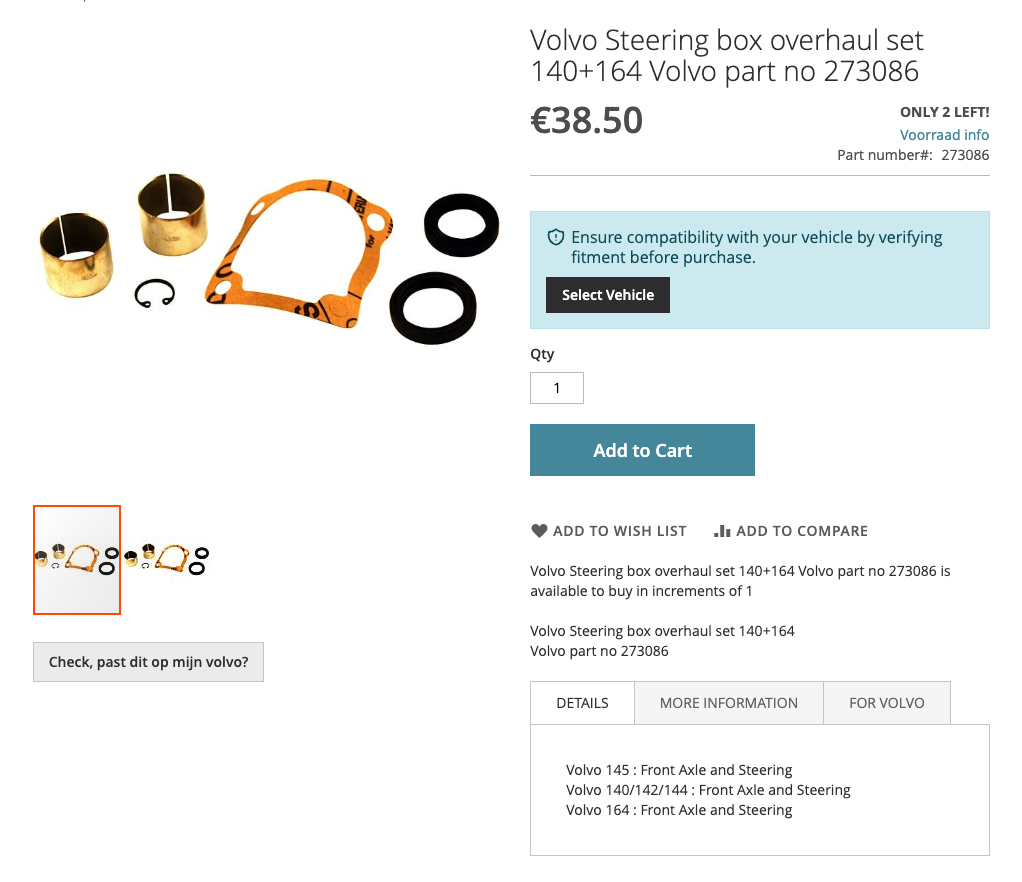 Volvo 164 Power Steering rebuild Kit - Oz Volvo