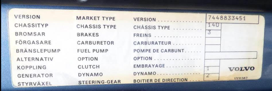Help reconstructing my missing Volvo 760 information label - Oz Volvo